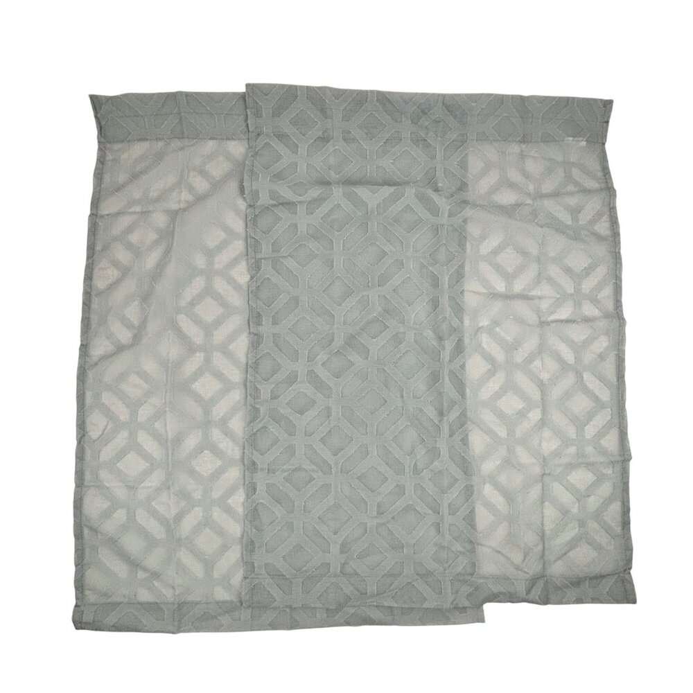 Porch & Den Orchaedia Trellis Pattern Tier Pair Light Aqua Sheer Curtains